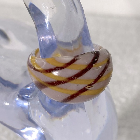 Vintage Art Glass Handmade Brown Cream Yellow Band Ring - Picture 6 of 11